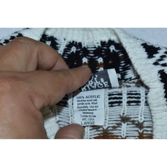 Carriage Court Women's Sweater Size L Nordic Graphic High Neck Knit Vintage 90s - Picture 7 of 10
